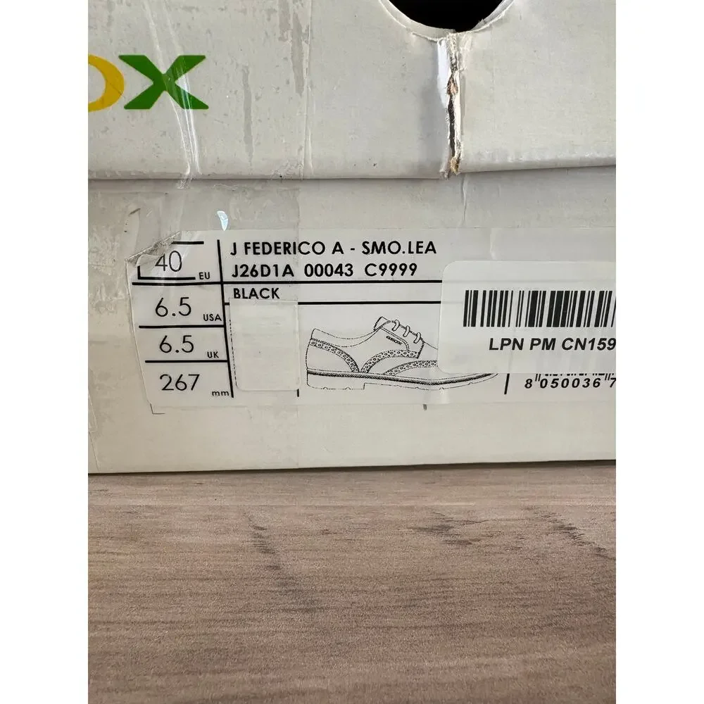 GEOX J Federico Black Patent Italian Leather Men's Shoes 6.5 EU 40 New‎ in Box